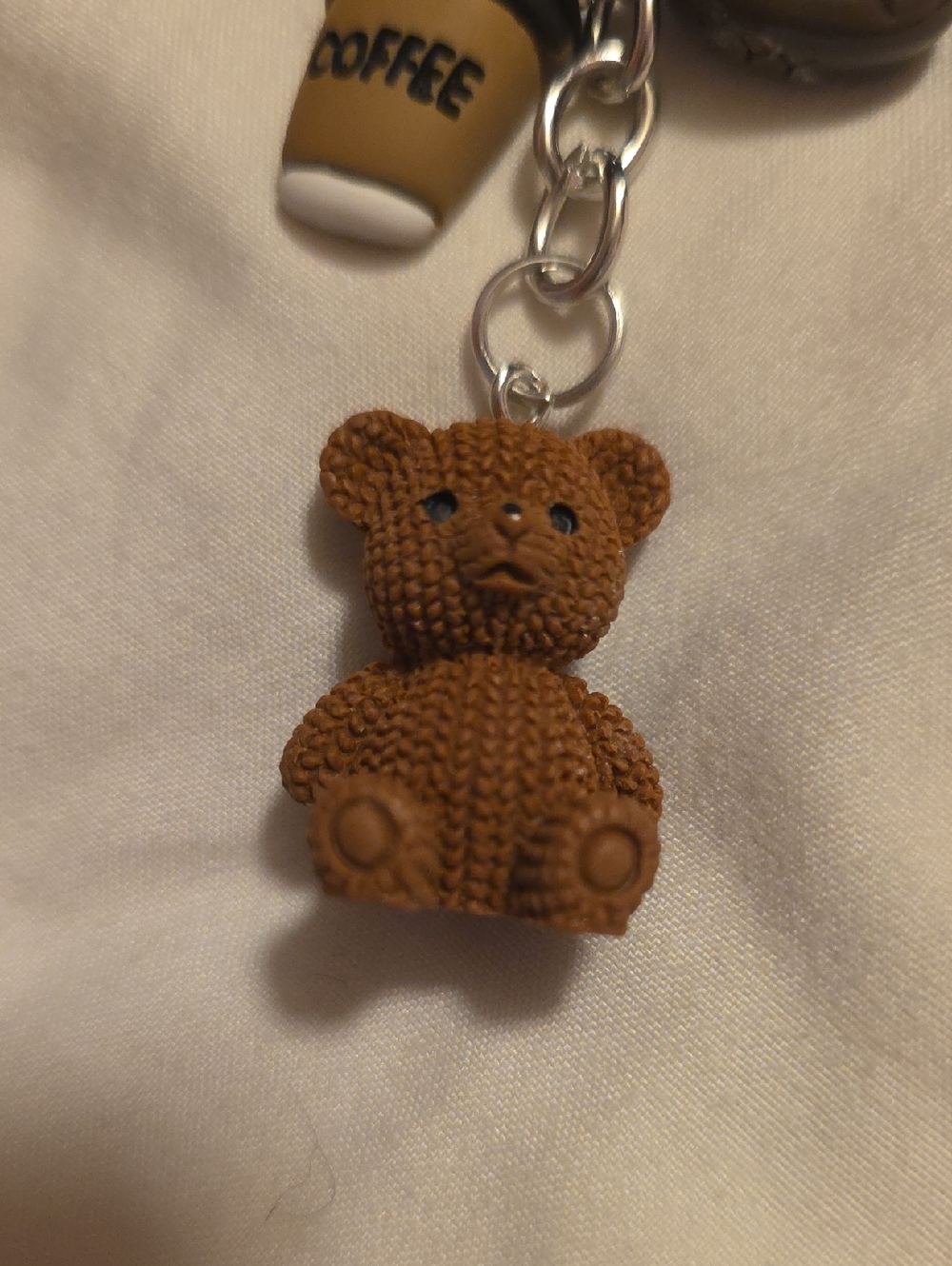Brown Teddy Bear & Coffee Charm Keychain - Picture 3 of 12